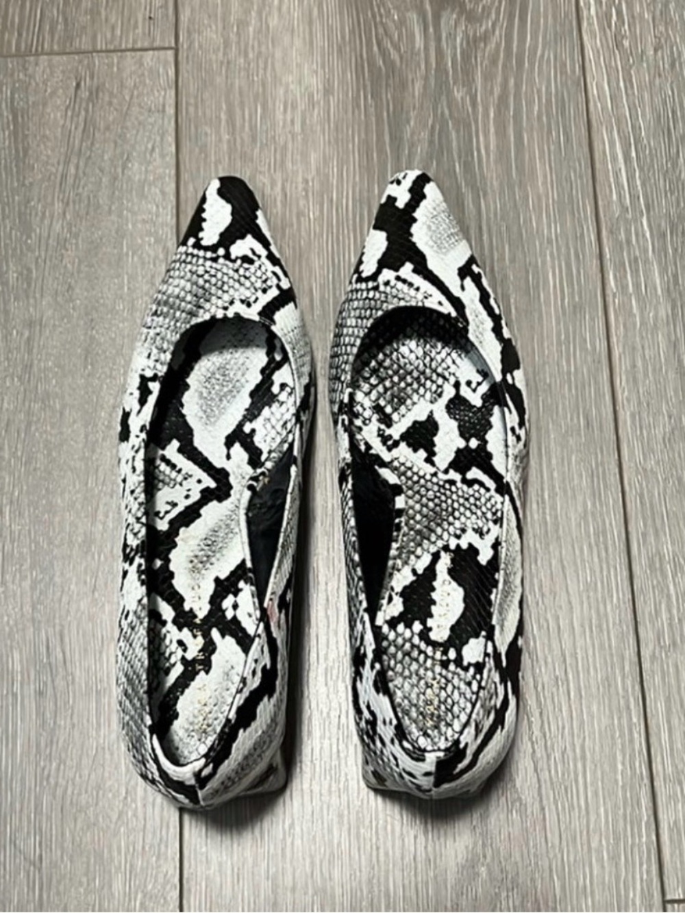 ZARA Heels Snake-Print Pointed Toe Women’s Size 9.5M- Black & White - Picture 4 of 7
